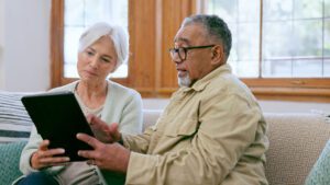 Older couple self-managing aged care funding