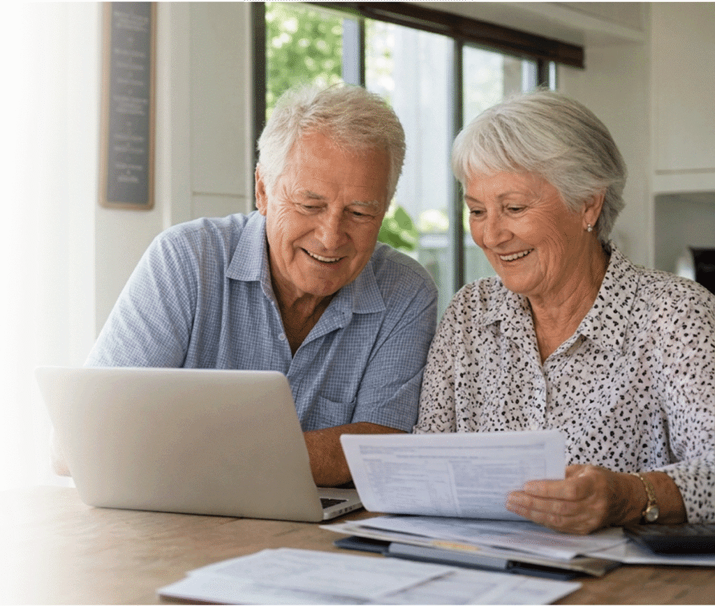 Older couple reading the Support At Home costs and fees report